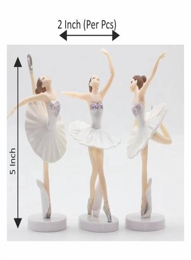 OM KRAFT Ballerina Dancer Cake Topper Set - Elegant Ballet Girl Figurines for Birthday, Wedding & Theme Cake Decoration (Set of 3, White) - Image 3